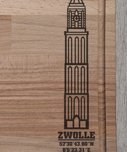 Zwolle Peperbus snijplank laser gegraveerd